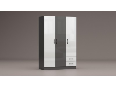 Τριφύλλι ντουλάπα  Apolo 2 (ανθρακίτη στιλπνό /λευκό στιλπνό )